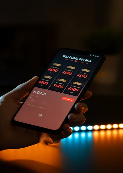 Grafica promozionale del bonus di benvenuto Vegasino Casino: 100% sul primo deposito, 200 giri gratuiti e Bonus Crab.